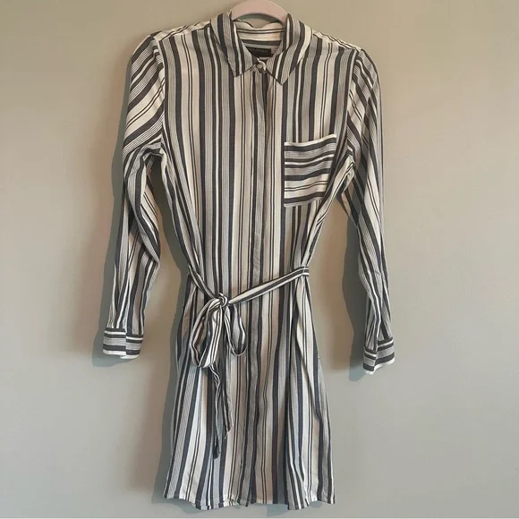 Banana Republic Grey & White Striped Shirt Dress Women’s Size 6, Business Casual - Picture 1 of 12